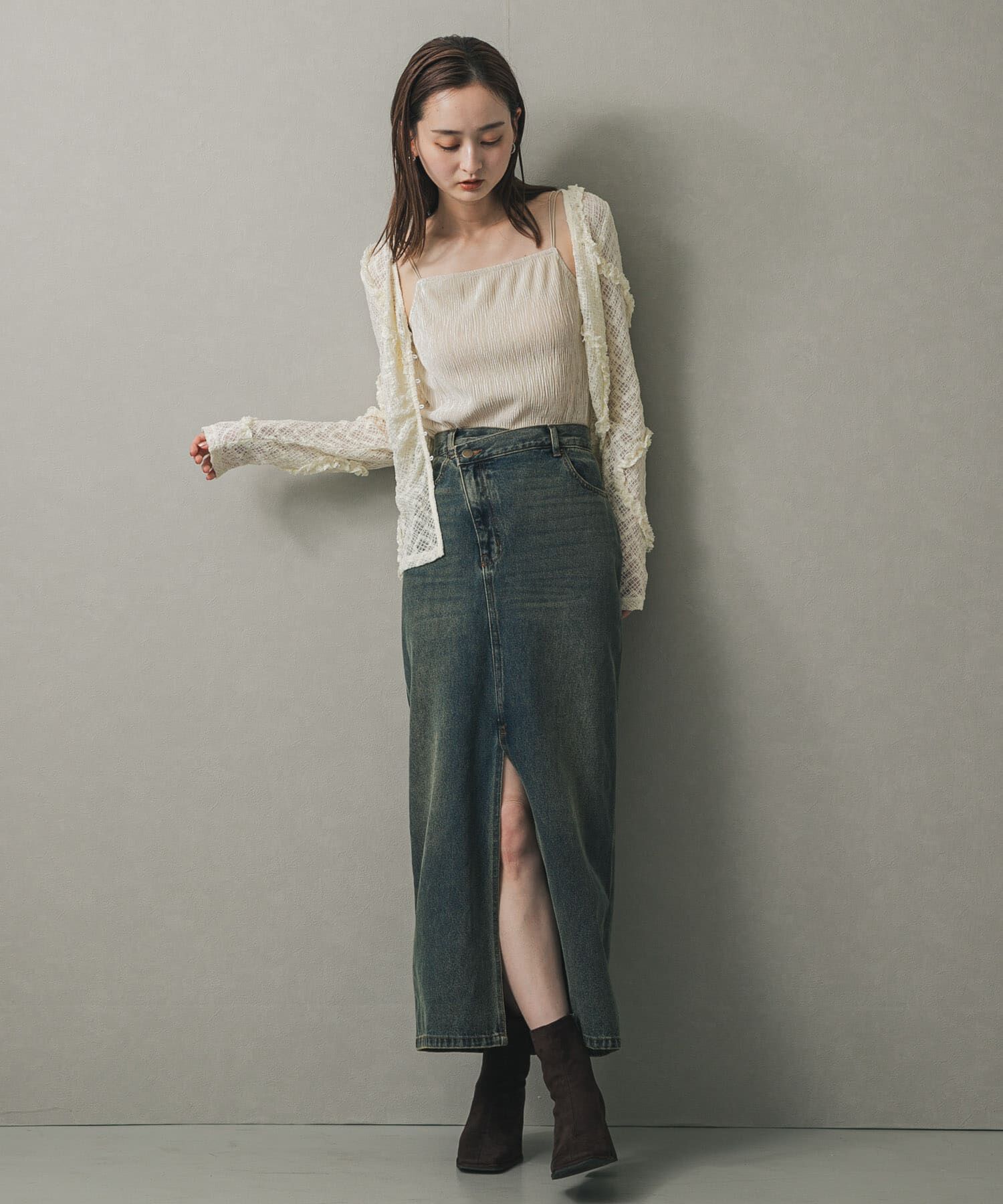 SENSE OF PLACE by URBAN RESEARCH「フロントボタンレースカーディガン」|カーディガン|