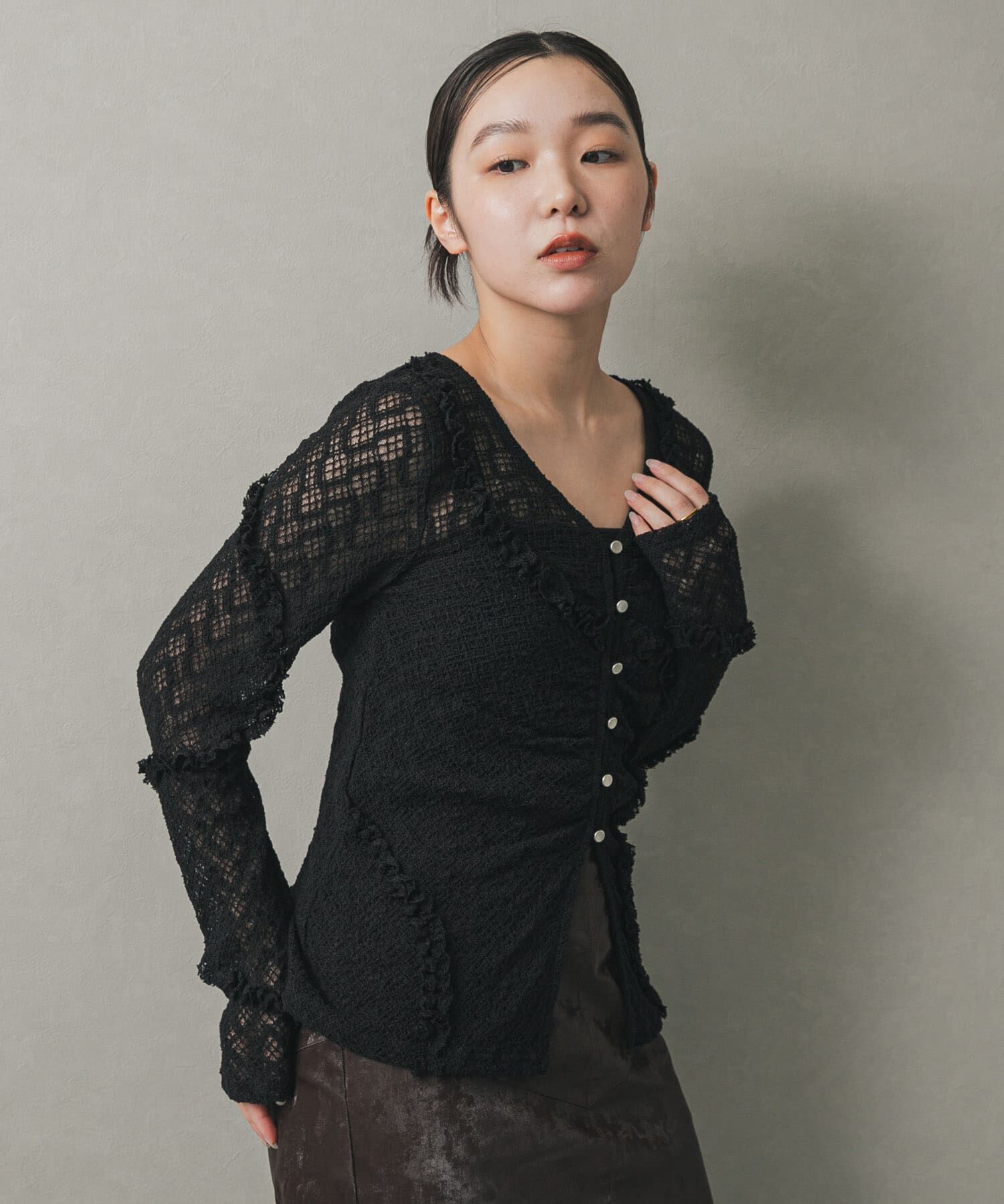 SENSE OF PLACE by URBAN RESEARCH「フロントボタンレースカーディガン」|カーディガン|