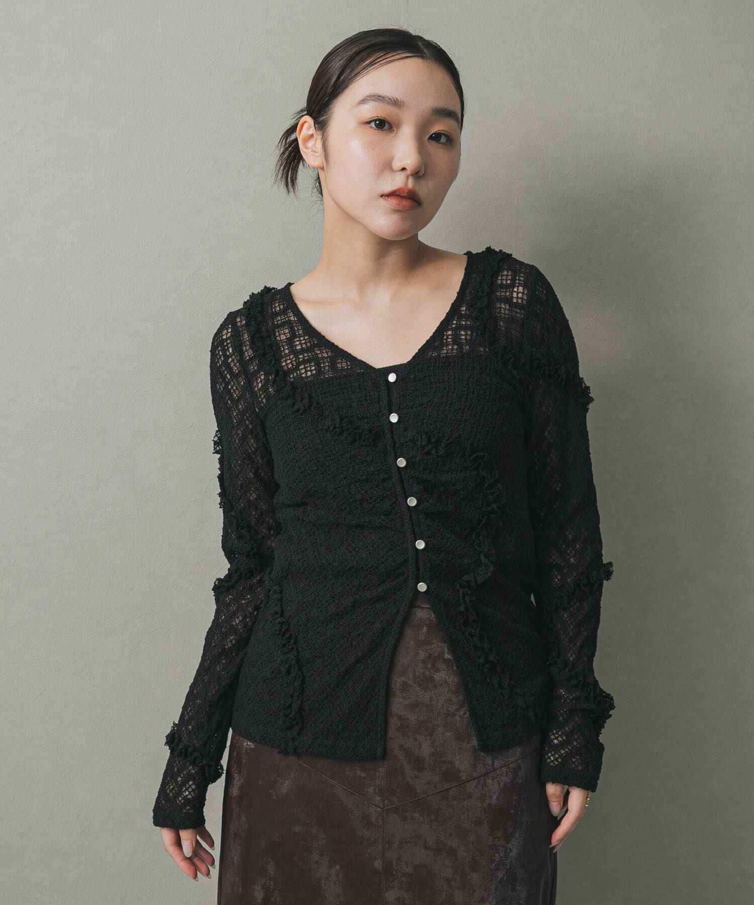 SENSE OF PLACE by URBAN RESEARCH「フロントボタンレースカーディガン」|カーディガン|