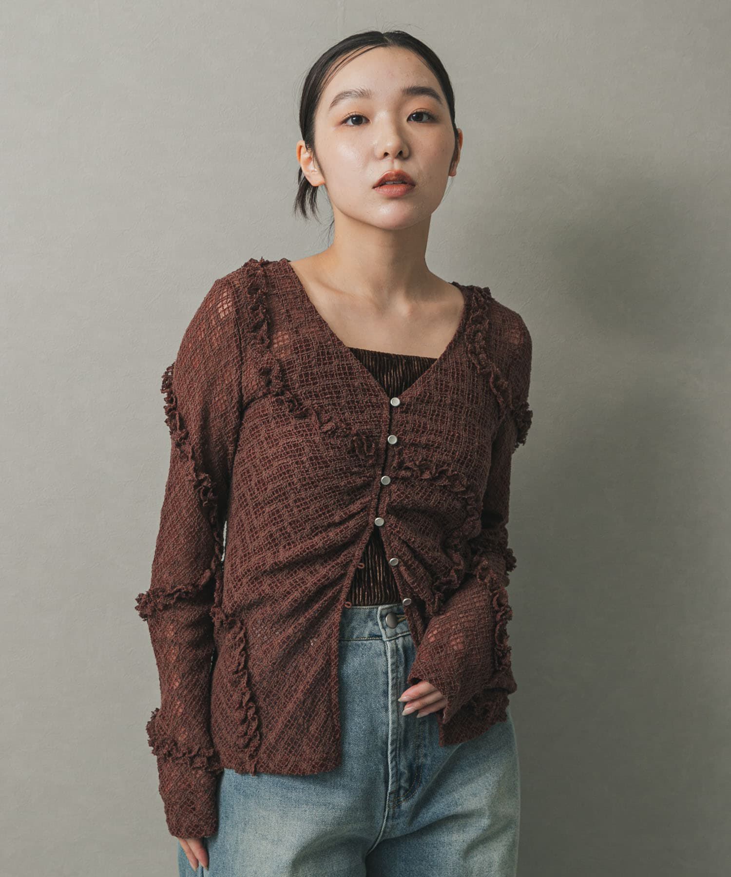 SENSE OF PLACE by URBAN RESEARCH「フロントボタンレースカーディガン」|カーディガン|