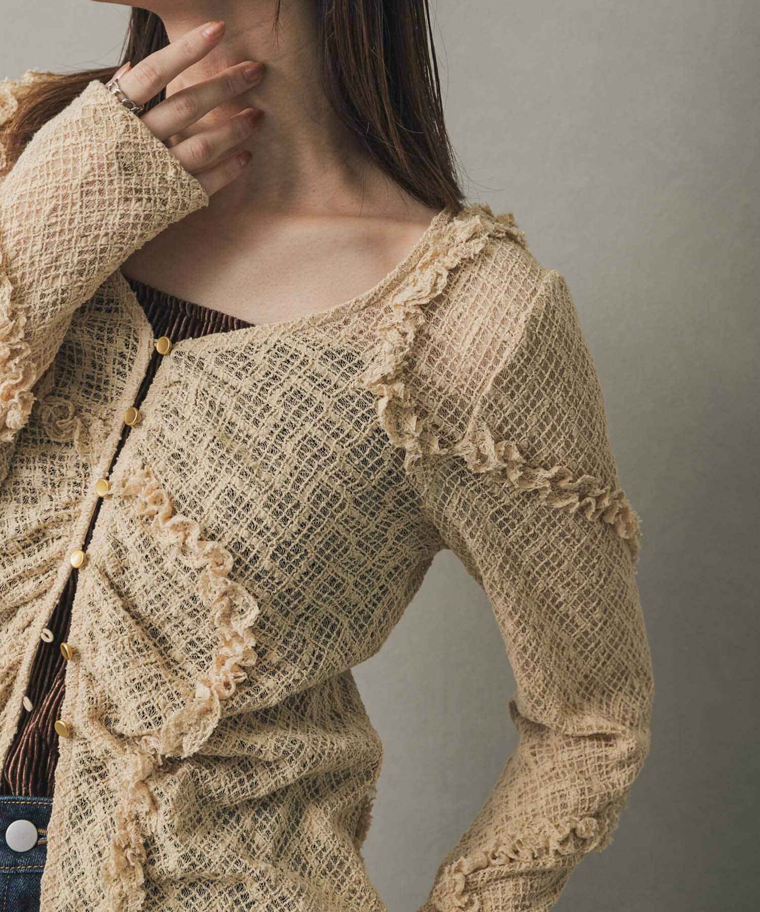 SENSE OF PLACE by URBAN RESEARCH「フロントボタンレースカーディガン」|カーディガン|