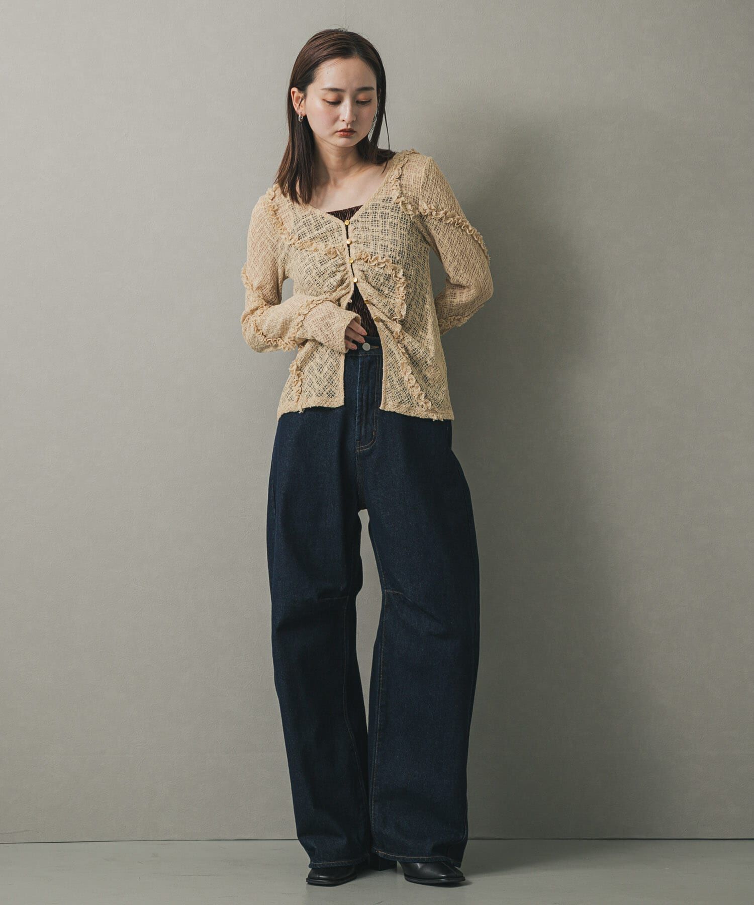 SENSE OF PLACE by URBAN RESEARCH「フロントボタンレースカーディガン」|カーディガン|