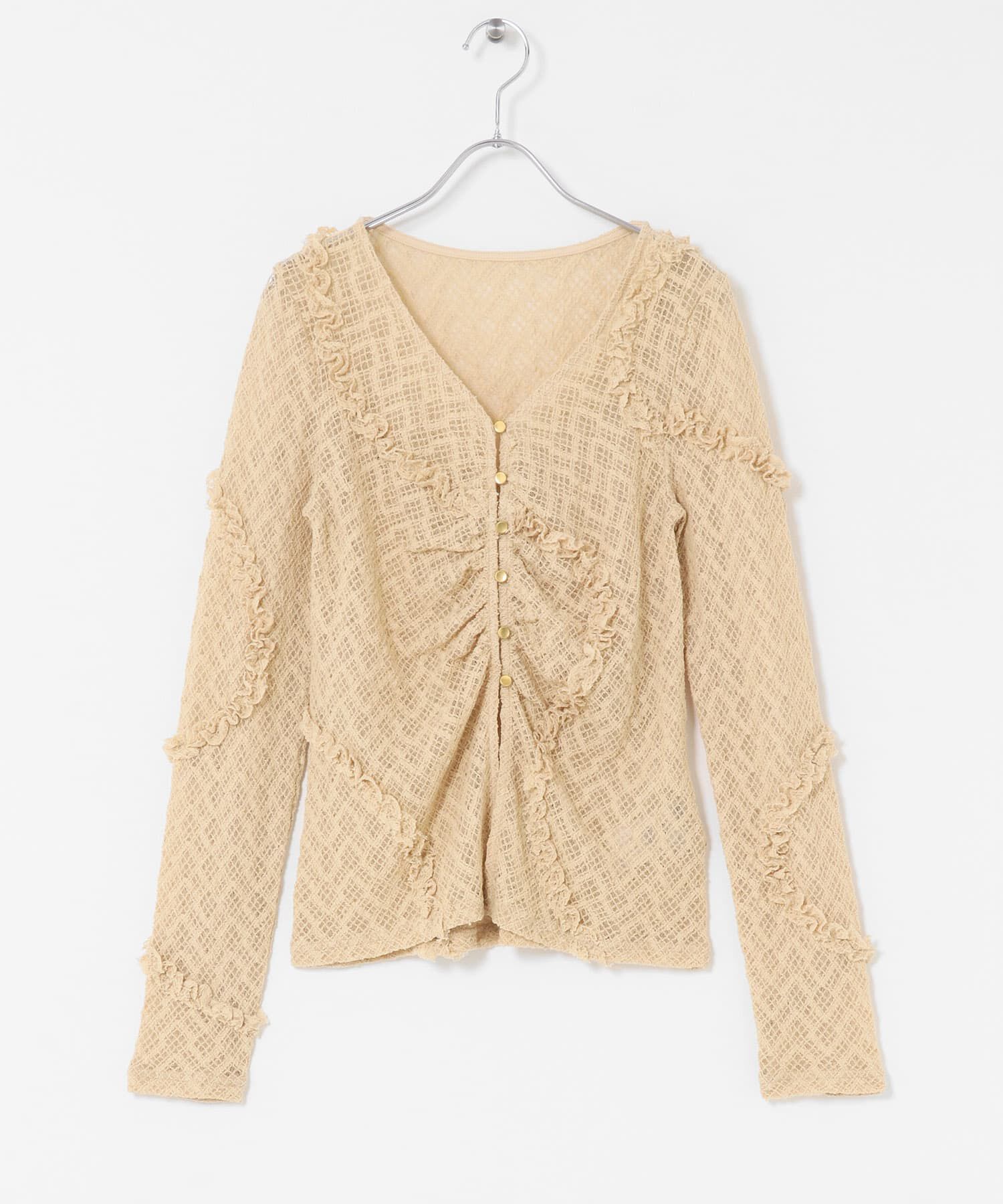 SENSE OF PLACE by URBAN RESEARCH「フロントボタンレースカーディガン」|カーディガン|