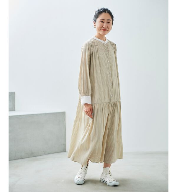 le.coeur blanc「カッセンストライプギャザーシャツワンピース」|その他|