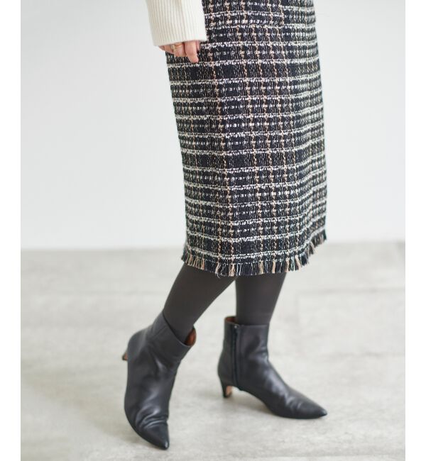 le.coeur blanc「PerlePecheファンシーミックスツイードフリンジスカート」|スカート|
