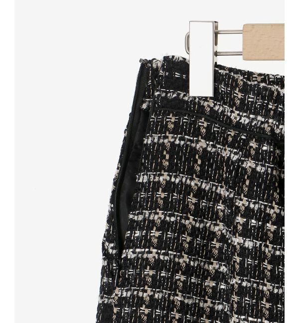 le.coeur blanc「PerlePecheファンシーミックスツイードフリンジスカート」|スカート|