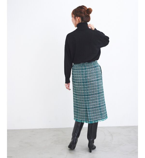 le.coeur blanc「PerlePecheファンシーミックスツイードフリンジスカート」|スカート|