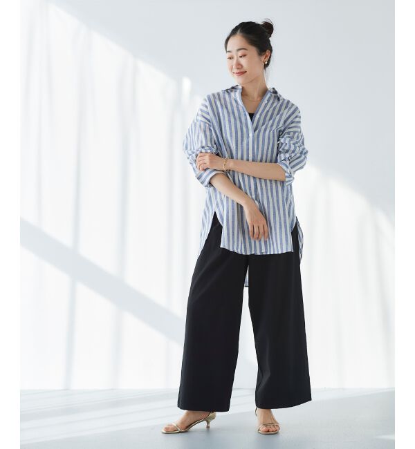 le.coeur blanc「《手洗い可能》ストレッチマリンワイドパンツ」|その他|