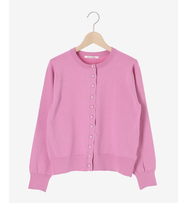 le.coeur blanc「《手洗い可能》パールボタンアイレットクルーカーディガン」|カーディガン|