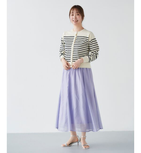 le.coeur blanc「《手洗い可能》パールボタンアイレットクルーカーディガン」|カーディガン|