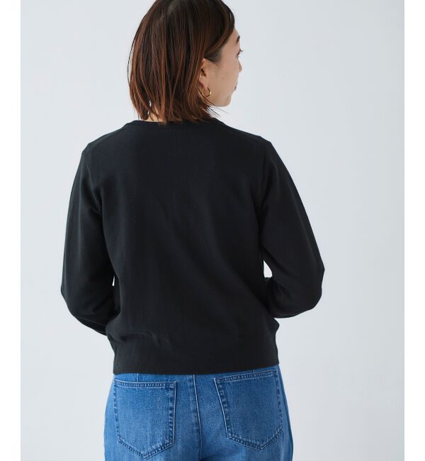 le.coeur blanc「《手洗い可能》パールボタンアイレットクルーカーディガン」|カーディガン|