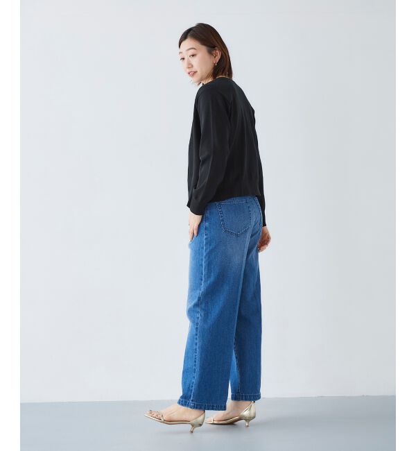 le.coeur blanc「《手洗い可能》パールボタンアイレットクルーカーディガン」|カーディガン|