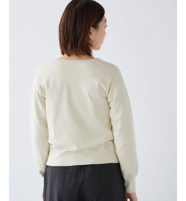 le.coeur blanc「《手洗い可能》パールボタンアイレットクルーカーディガン」|カーディガン|