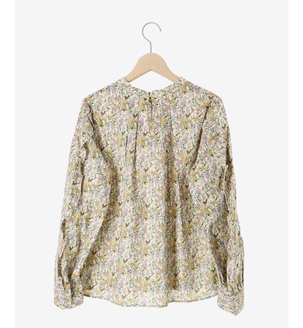 le.coeur blanc「《手洗い可能》Perle Peche フラワー柄スリーブフリルブラウス」|シャツ・ブラウス|