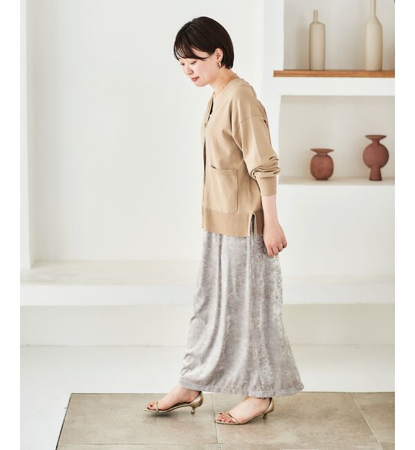 le.coeur blanc「《手洗い可能》クラッシュベロアIラインスカート」|スカート|