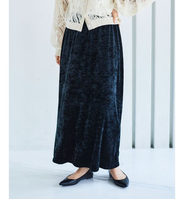 le.coeur blanc「《手洗い可能》クラッシュベロアIラインスカート」|スカート|