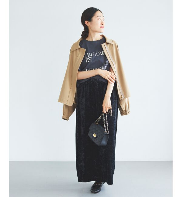 le.coeur blanc「《手洗い可能》クラッシュベロアIラインスカート」|スカート|