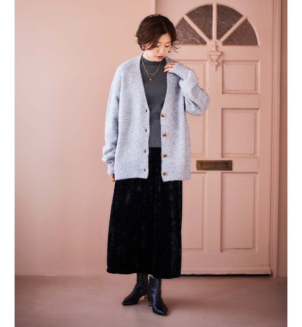 le.coeur blanc「《手洗い可能》クラッシュベロアIラインスカート」|スカート|