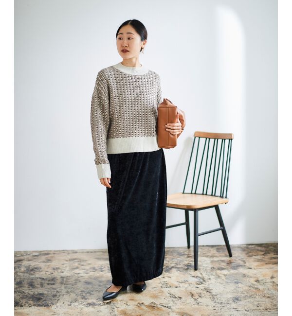 le.coeur blanc「《手洗い可能》クラッシュベロアIラインスカート」|スカート|