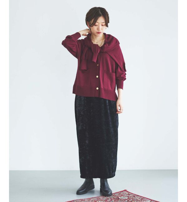 le.coeur blanc「《手洗い可能》クラッシュベロアIラインスカート」|スカート|