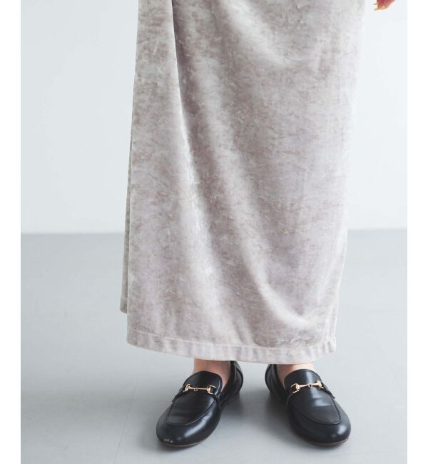 le.coeur blanc「《手洗い可能》クラッシュベロアIラインスカート」|スカート|