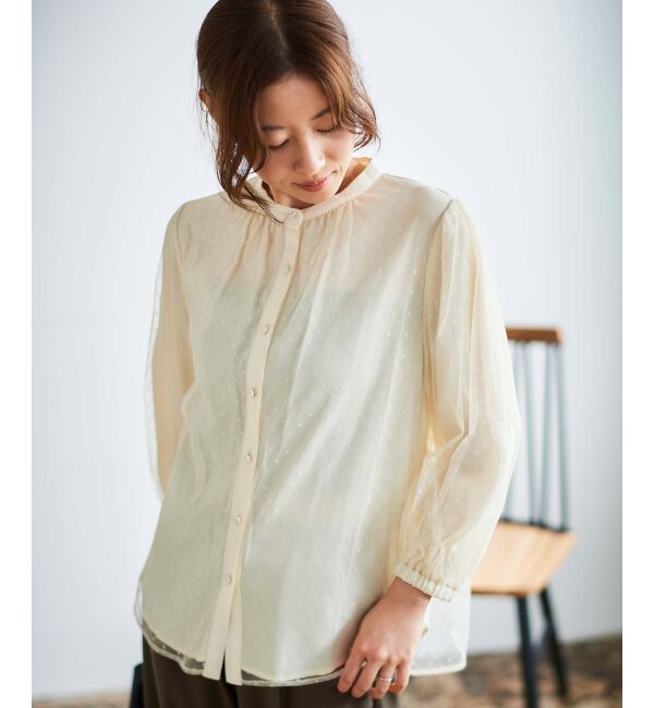 le.coeur blanc「ドットチュールレイヤードブラウス」|シャツ・ブラウス|