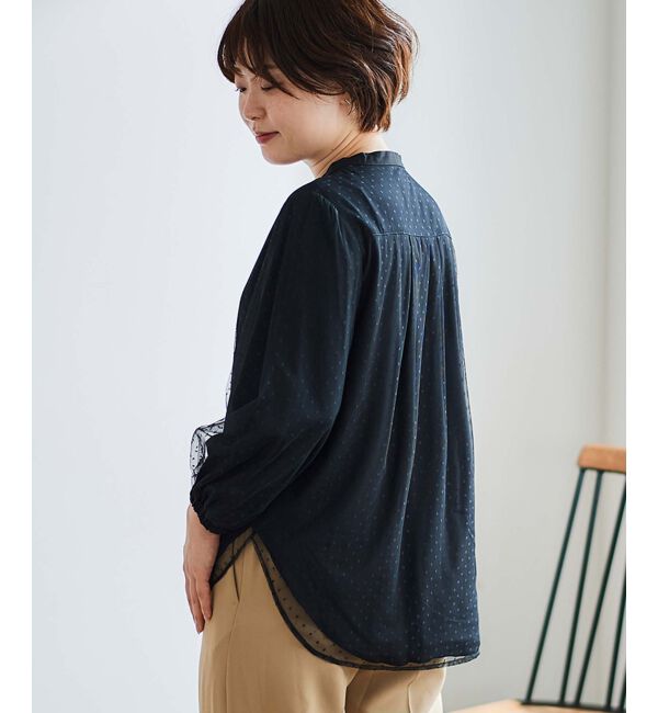 le.coeur blanc「ドットチュールレイヤードブラウス」|シャツ・ブラウス|