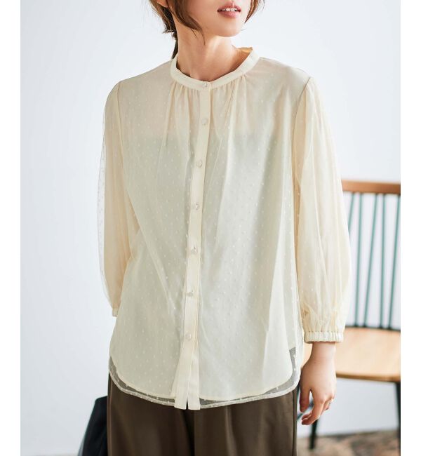 le.coeur blanc「ドットチュールレイヤードブラウス」|シャツ・ブラウス|