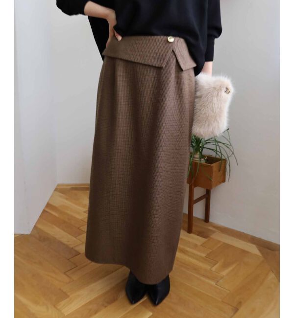 le.coeur blanc「《手洗い可能》裏起毛チェックストレートスカート」|スカート|