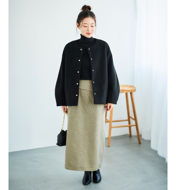 le.coeur blanc「《手洗い可能》裏起毛チェックストレートスカート」|スカート|