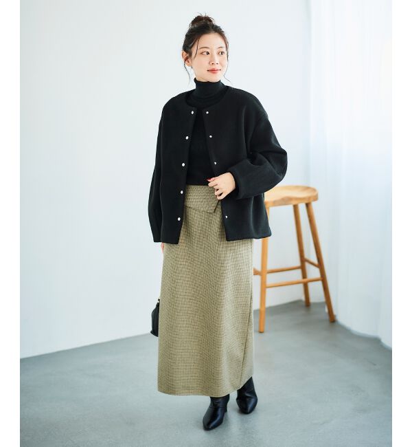 le.coeur blanc「《手洗い可能》裏起毛チェックストレートスカート」|スカート|