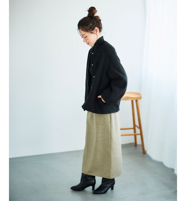 le.coeur blanc「《手洗い可能》裏起毛チェックストレートスカート」|スカート|