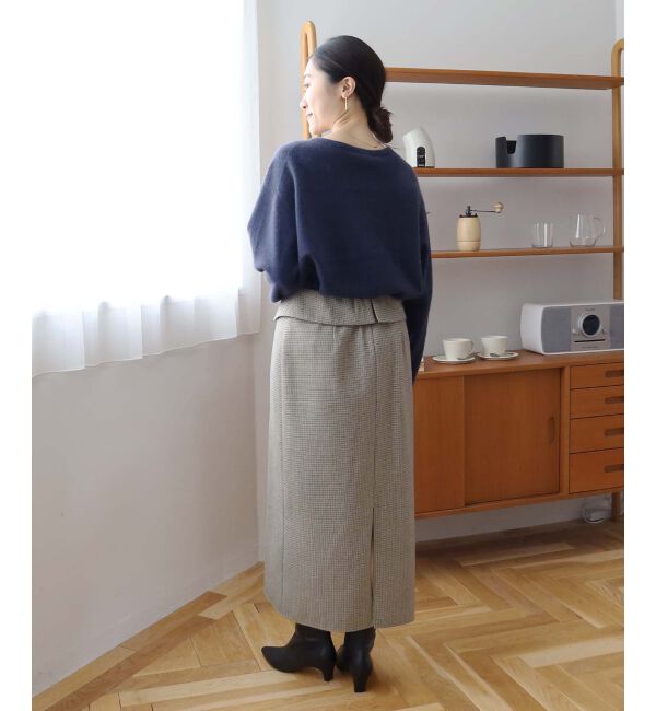 le.coeur blanc「《手洗い可能》裏起毛チェックストレートスカート」|スカート|