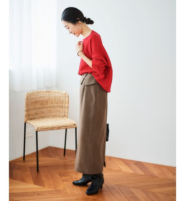 le.coeur blanc「《手洗い可能》裏起毛チェックストレートスカート」|スカート|