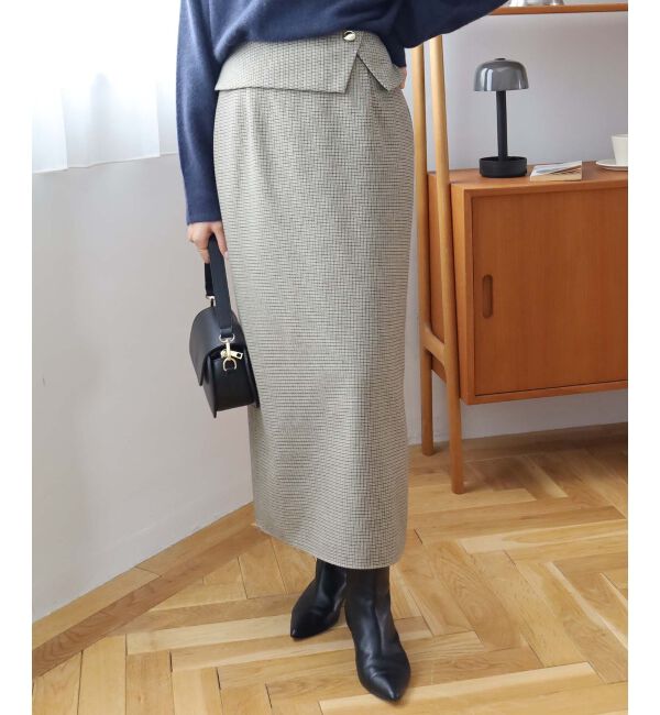 le.coeur blanc「《手洗い可能》裏起毛チェックストレートスカート」|スカート|