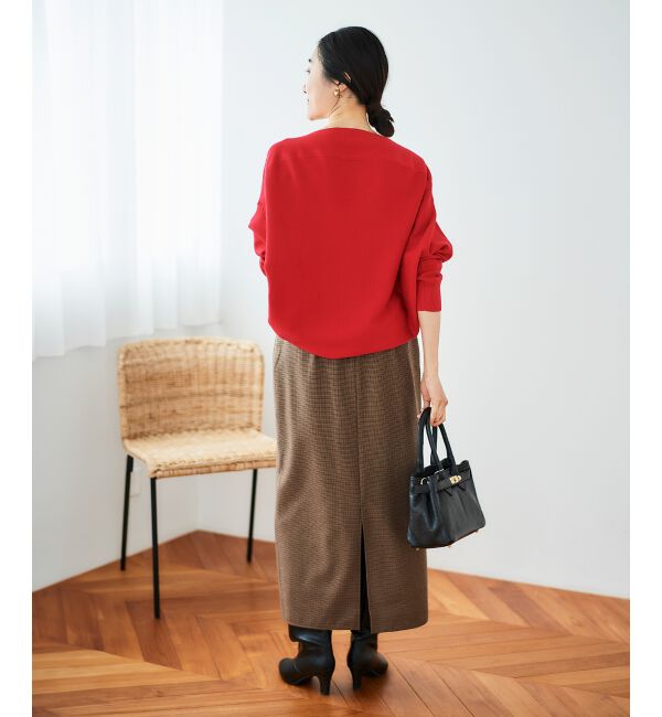 le.coeur blanc「《手洗い可能》裏起毛チェックストレートスカート」|スカート|