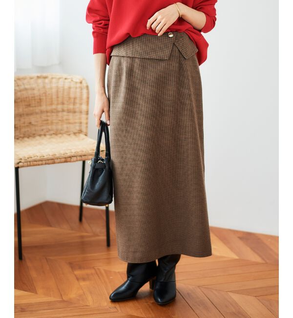 le.coeur blanc「《手洗い可能》裏起毛チェックストレートスカート」|スカート|