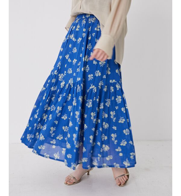  「《手洗い可能》Fanakaレトロフラワースカート」|スカート|ブルー柄