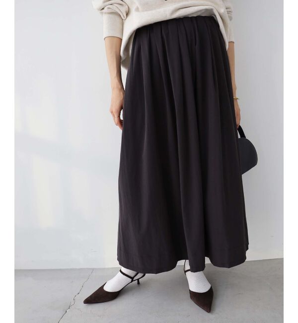 le.coeur blanc「ナイロンタックギャザーダブルヘムスカート」|スカート|