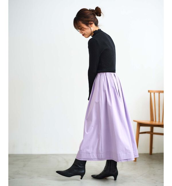 le.coeur blanc「ナイロンタックギャザーダブルヘムスカート」|スカート|