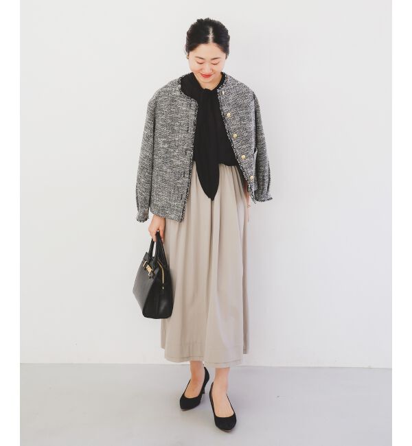 le.coeur blanc「ナイロンタックギャザーダブルヘムスカート」|スカート|