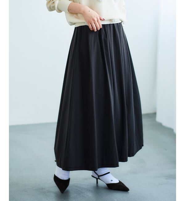 le.coeur blanc「ナイロンタックギャザーダブルヘムスカート」|スカート|D／グレー