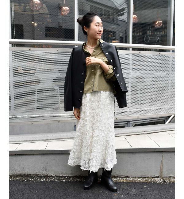 le.coeur blanc「《手洗い可能》カットジャガードギャザースカート」|スカート|