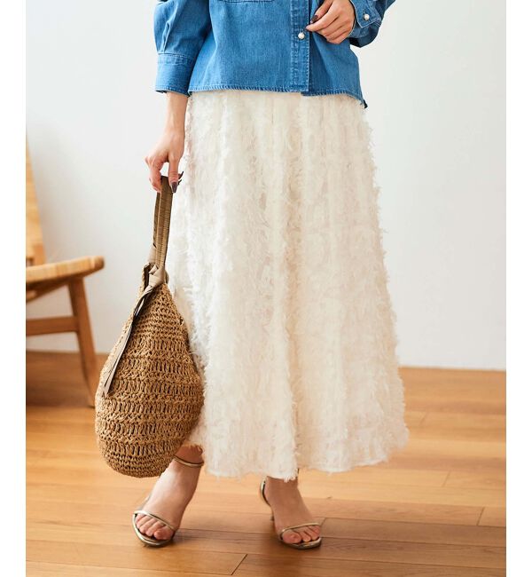 le.coeur blanc「《手洗い可能》カットジャガードギャザースカート」|スカート|