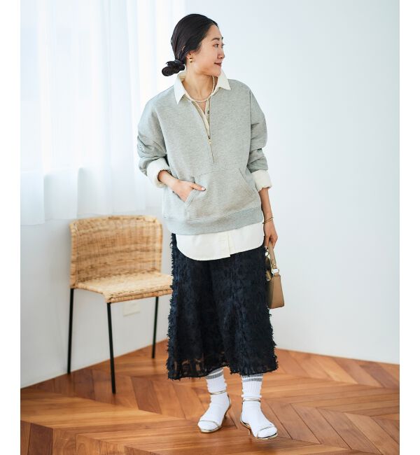 le.coeur blanc「《手洗い可能》カットジャガードギャザースカート」|スカート|
