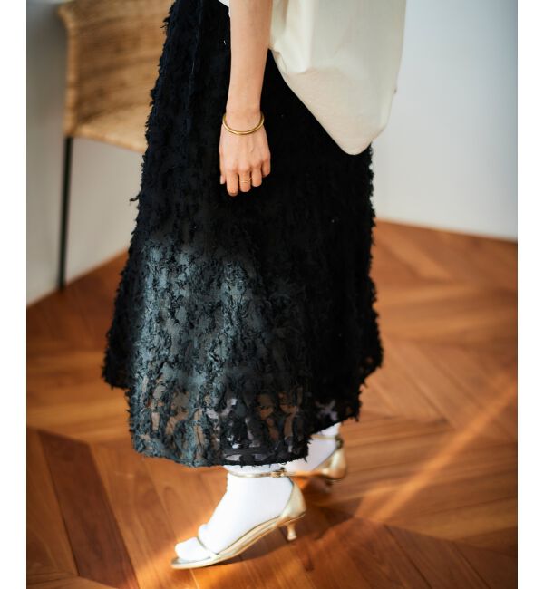 le.coeur blanc「《手洗い可能》カットジャガードギャザースカート」|スカート|