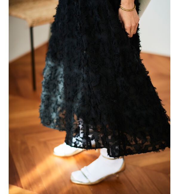 le.coeur blanc「《手洗い可能》カットジャガードギャザースカート」|スカート|