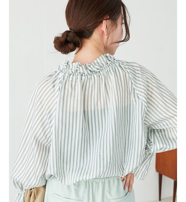 le.coeur blanc「ゴールドラメストライプリボンブラウス」|シャツ・ブラウス|