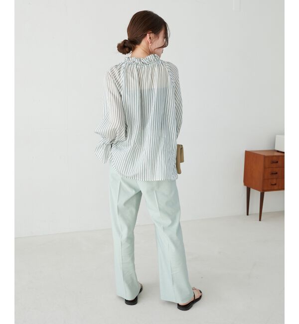 le.coeur blanc「ゴールドラメストライプリボンブラウス」|シャツ・ブラウス|