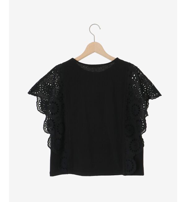  「《手洗い可能》スカラップレーススリーブカットソー」|Tシャツ・カットソー|